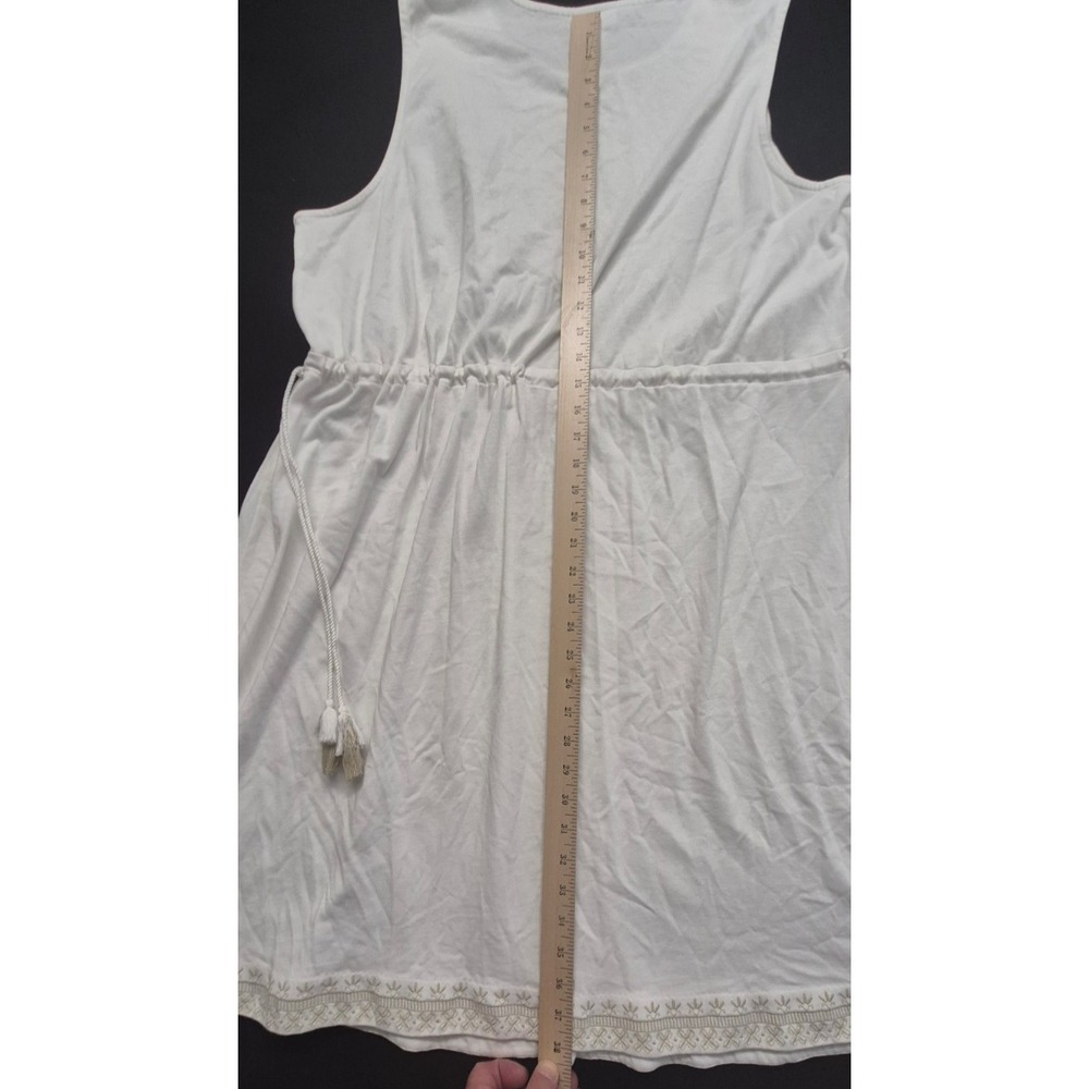 J Jill white sleeveless embroidered tassel tie waist babydoll dress 2XL boho - Picture 14 of 16